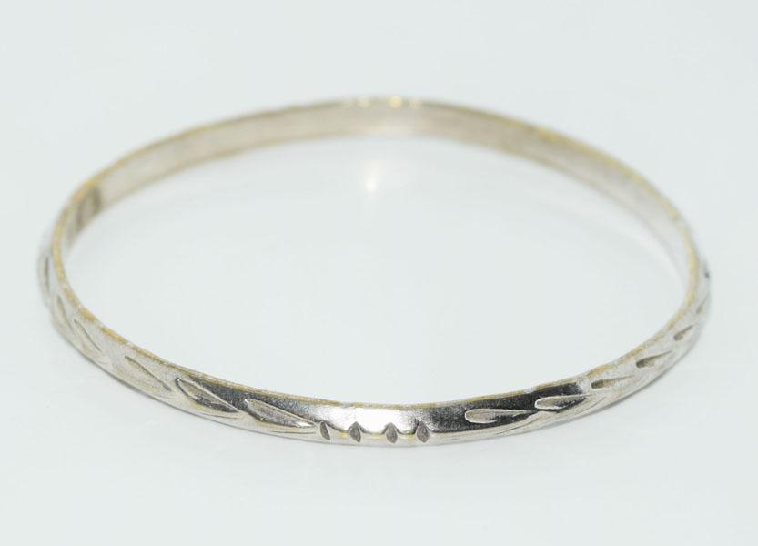 VTG Mexico Solid Sterling Etched Bangle (1 of 3)