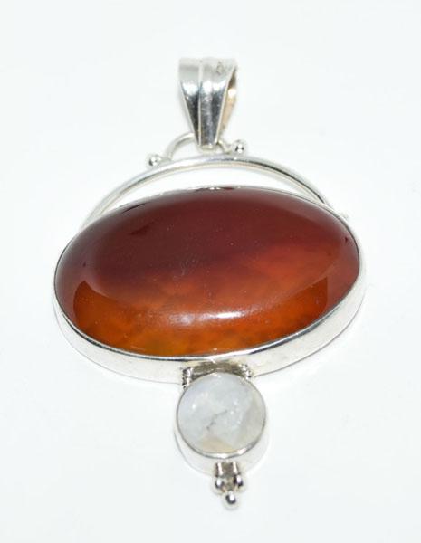 Sterling Red Agate & Moonstone Drop Pendant (1 of 3)