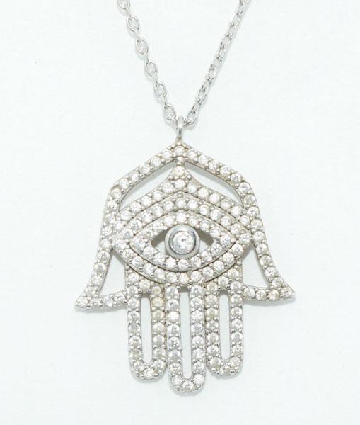 Sterling Silver Hamsa Hand Necklace (1 of 3)