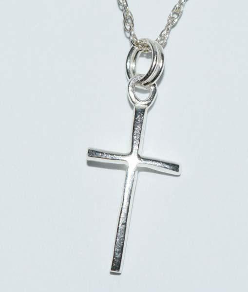 Dainty Sterling Silver Simple Cross Necklace: This pendant measure’s 19 x 9mm on a 18inch sterling chain & stamped 925 TM.
