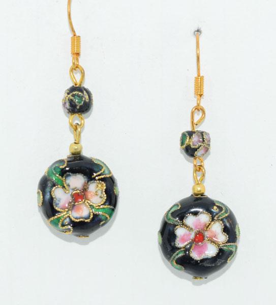 Circle Flower Cloisonne Enamel Earrings (1 of 4)
