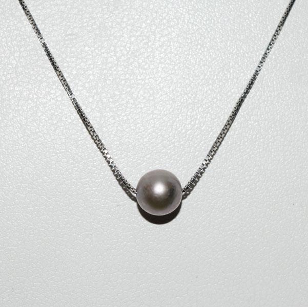 Sterling Silver Solitaire Pearl Necklace: This pearl measures 6.7mm wide on a 16inch box chain & stamped 925.