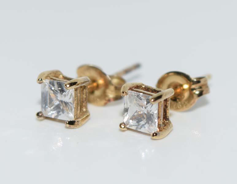 Tested Gold Over Sterling Silver CZ Stud Earrings (1 of 3)