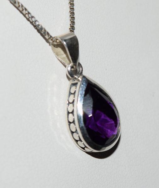 Sterling Tear Drop Amethyst Necklace (1 of 5)