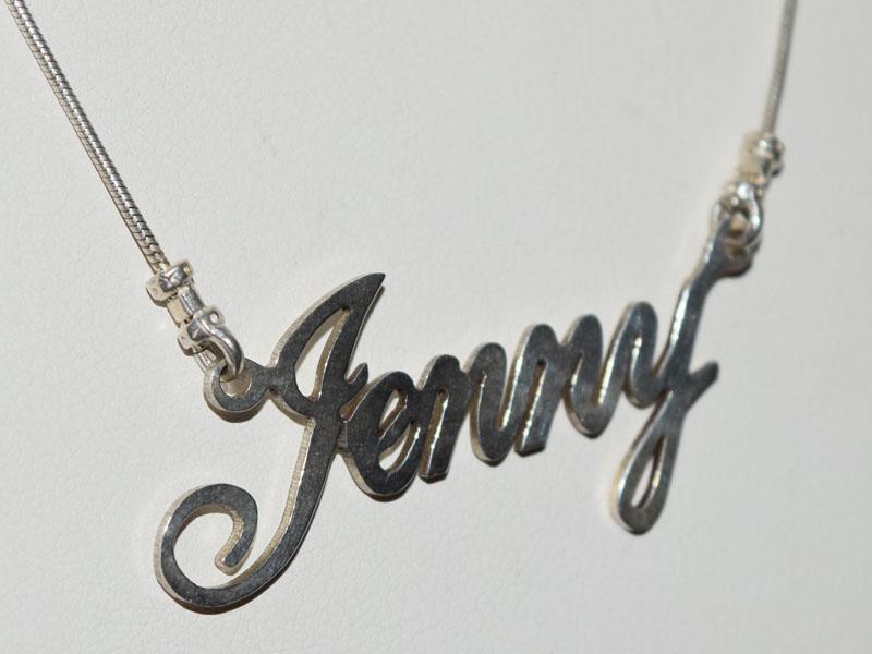 Sterling Silver Cursive Jenny Name Necklace