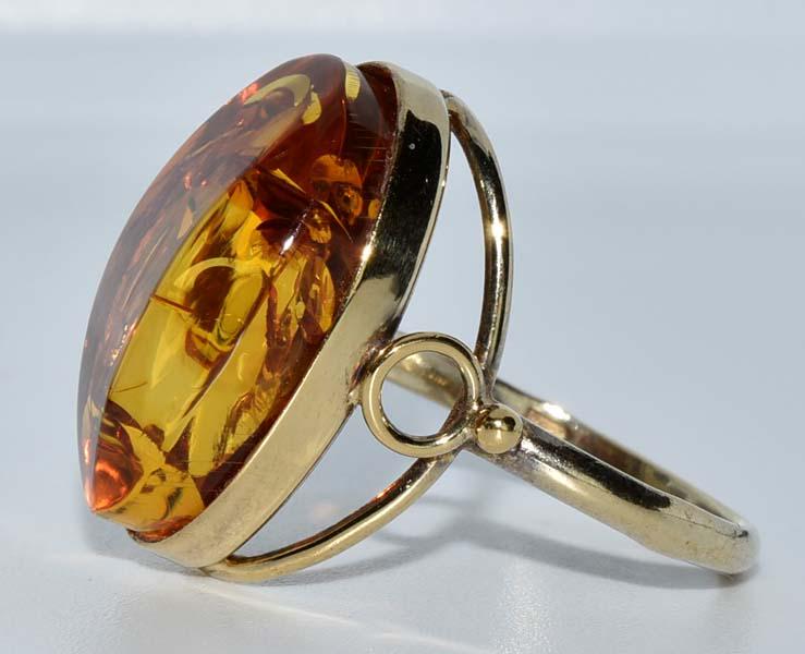 Gold Over Sterling Silver Amber Ring Sz 7 (1 of 4)