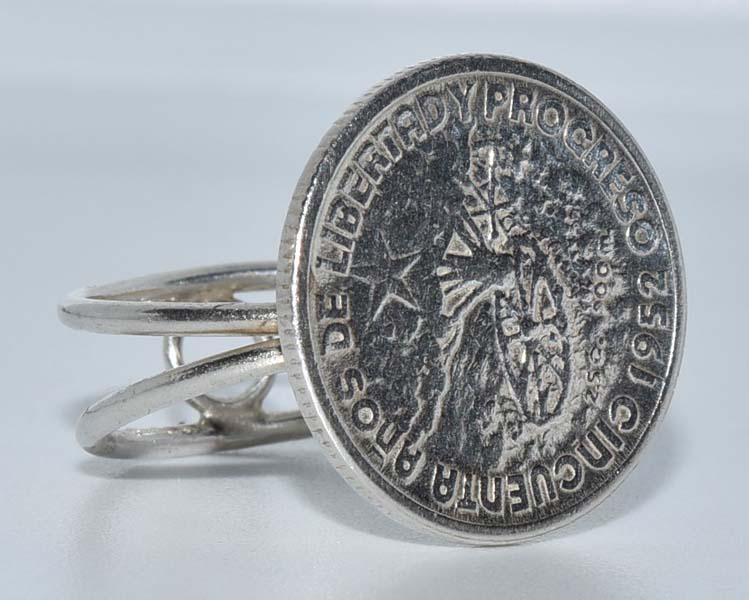 800 Silver 1952 Republic of Cuba Coin Ring Sz6.5: Measurement: 17.9mm diameter | Size: 6.5 | Weight: 4.1 grams | Stamp: tested 800 silver