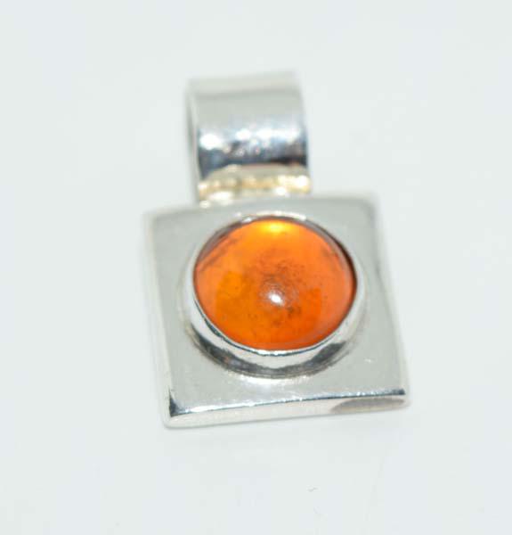 Sterling Silver Amber Square Pendant (1 of 5)