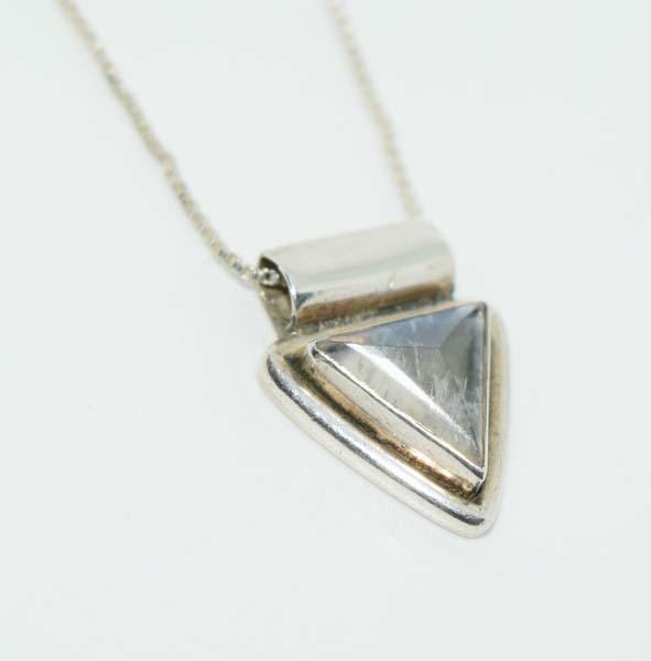 Sterling Silver Tringle Moonstone Long Necklace: This necklace measures 19 x 154mm pendant 27inch box chain weighs 5.8grams & stamped 925.