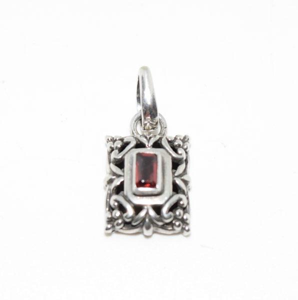 Sterling Cut out Frame Garnet Pendant: Weighs 2.7grams Measures 11mm wide 24mm drop Stamped 925 ATI Indonesia Tested Garnet