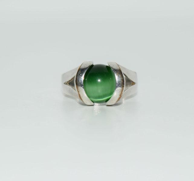 Sterling Silver Cats Eye Wrap Ring Sz 6: Weighs 5.2grams Measures 11mm face size 6