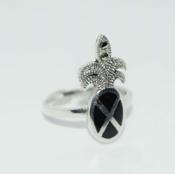Sterling Marcasite Pineapple Ring Sz6.5: Weighs 3.3grams Measures 22mm face Size 6.5 Stamped 925