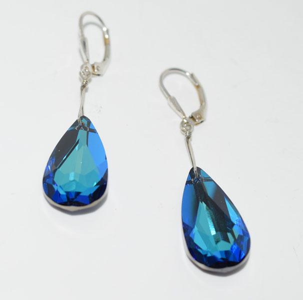 Sterling Faceted Crystal Lever Earrings: Weighs 4.8grams Measures 12mm wide 2.04inch drop Stamped 925