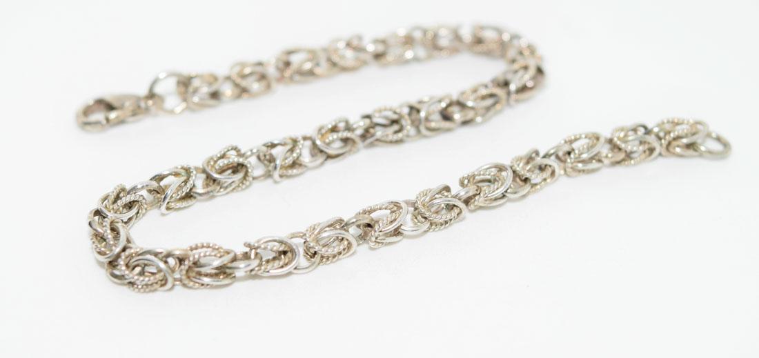 Vintage Tested Sterling 7inch Byzantine Chain Bracelet: Weighs 6.07grams Measures 4mm wide 7.25inches long Tested Sterling