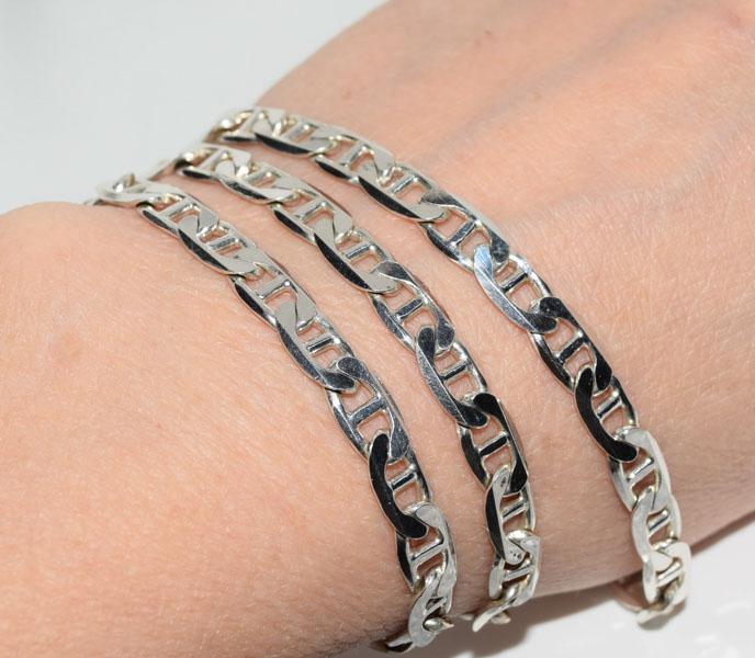 Heavy Italy Sterling 23.75inch Anchor Link Chain: Weighs 28.66grams Measures 5.7mm wide 23.75inches long Stamped 925 Italy Unknown Makers Mark