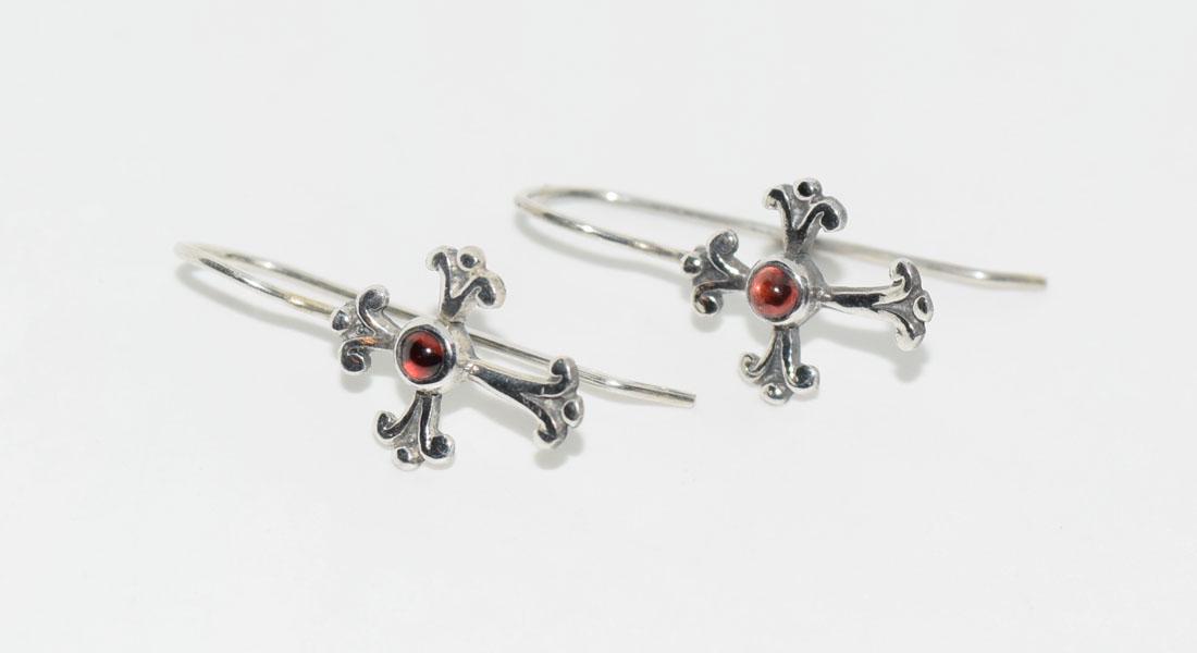Sterling Vintage Design Cross Hook Earrings: Weighs 2.63grams Measures 13.8mm wide 29.7mm drop Stamped SE 925