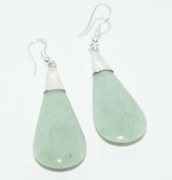 Sterling Silver Large Jade Teardrop Earrings (1 of 4)