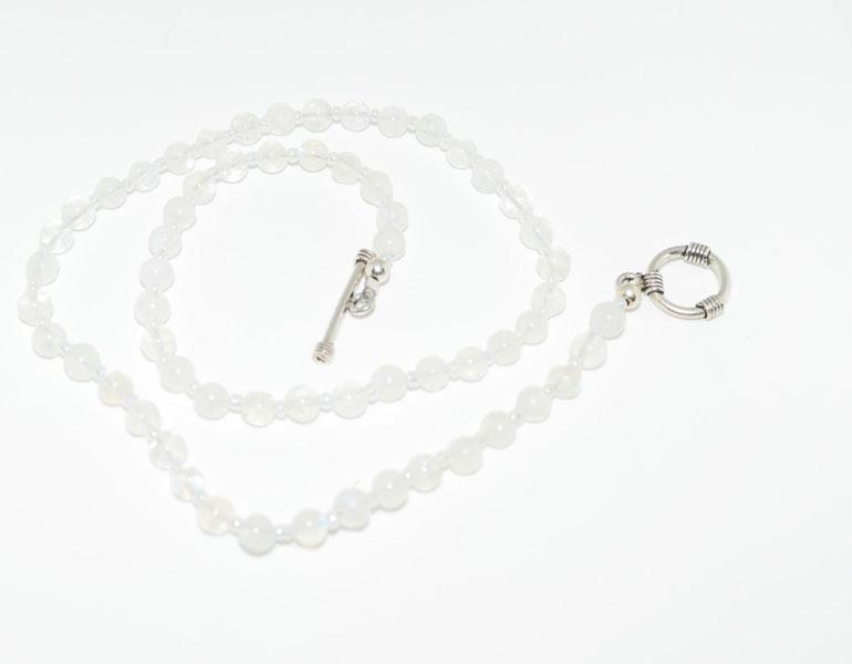 Rainbow Moonstone 45ctw Toggle Necklace: The Beads Measure about 5mm & 17inch long necklace.