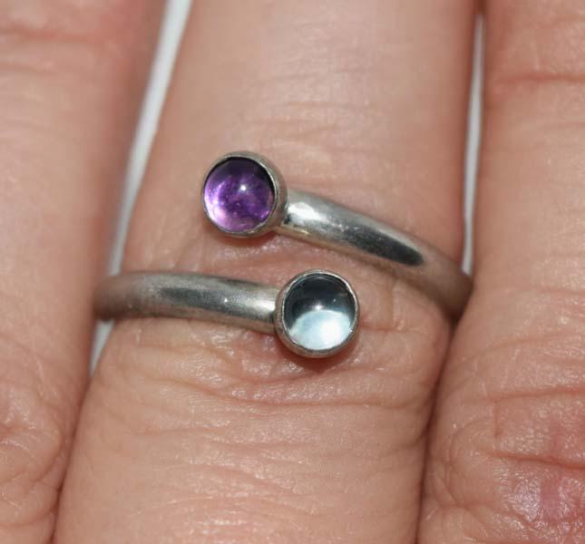 Sterling Silver Adjustable Cabochon Wrap Ring (1 of 4)
