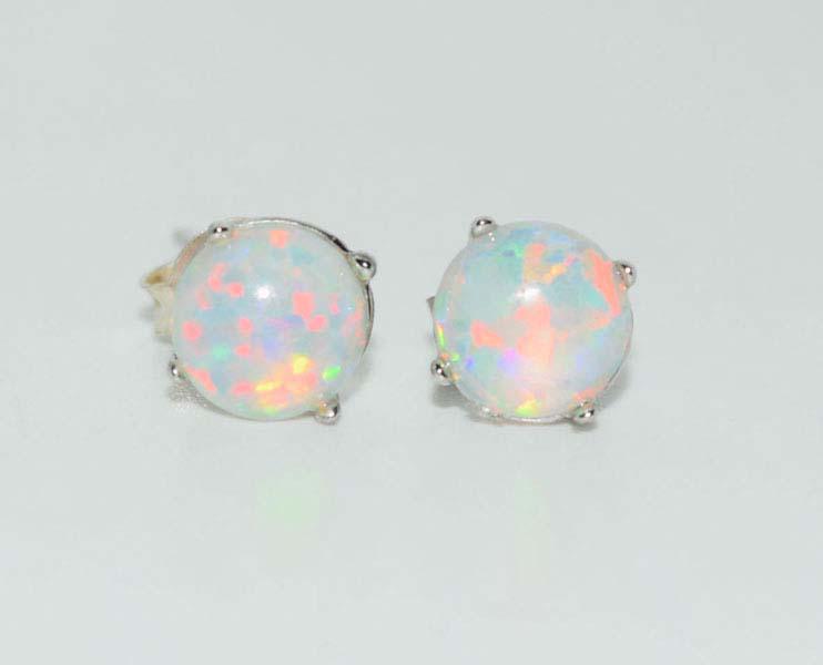 Sterling Synthetic Opal 6mm Post Earrings (1 of 2)