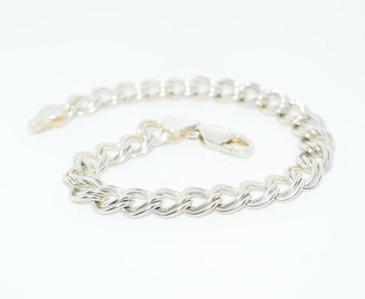 7 Inch Italy Sterling Double Link Charm Bracelet (1 of 3)