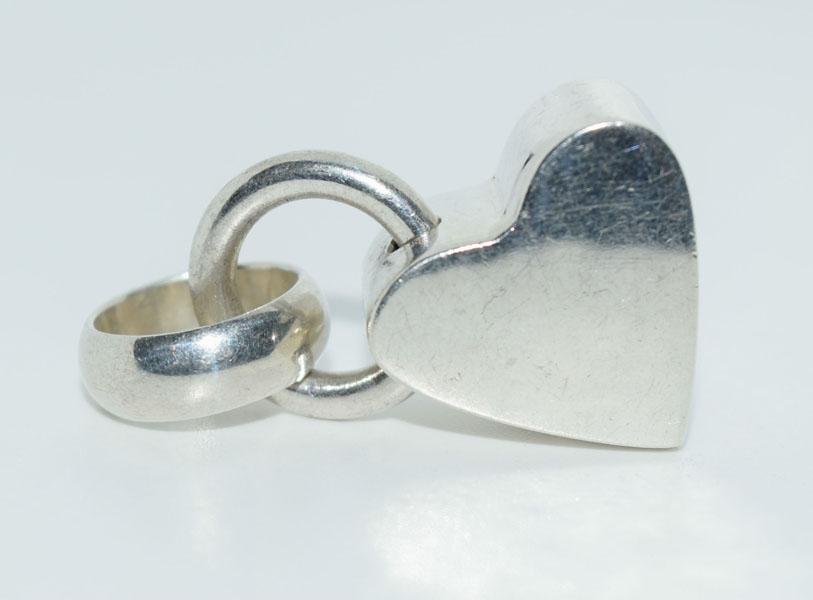 Sterling Silver Chunky Heart Slide Pendant: This pendant measures 36mm drop & 17.5mm wide, weighs 9.55grams & is stamped 925.