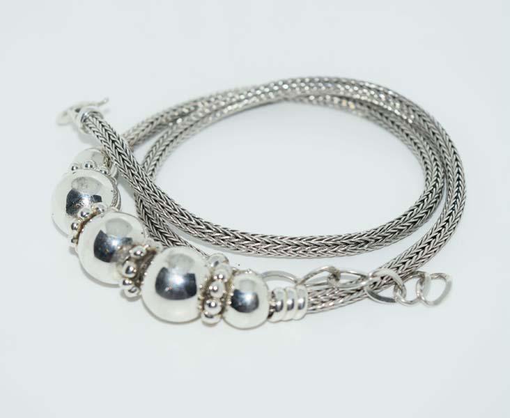 Heavy Sterling Silver Beaded Wheat Necklace (1 of 4)