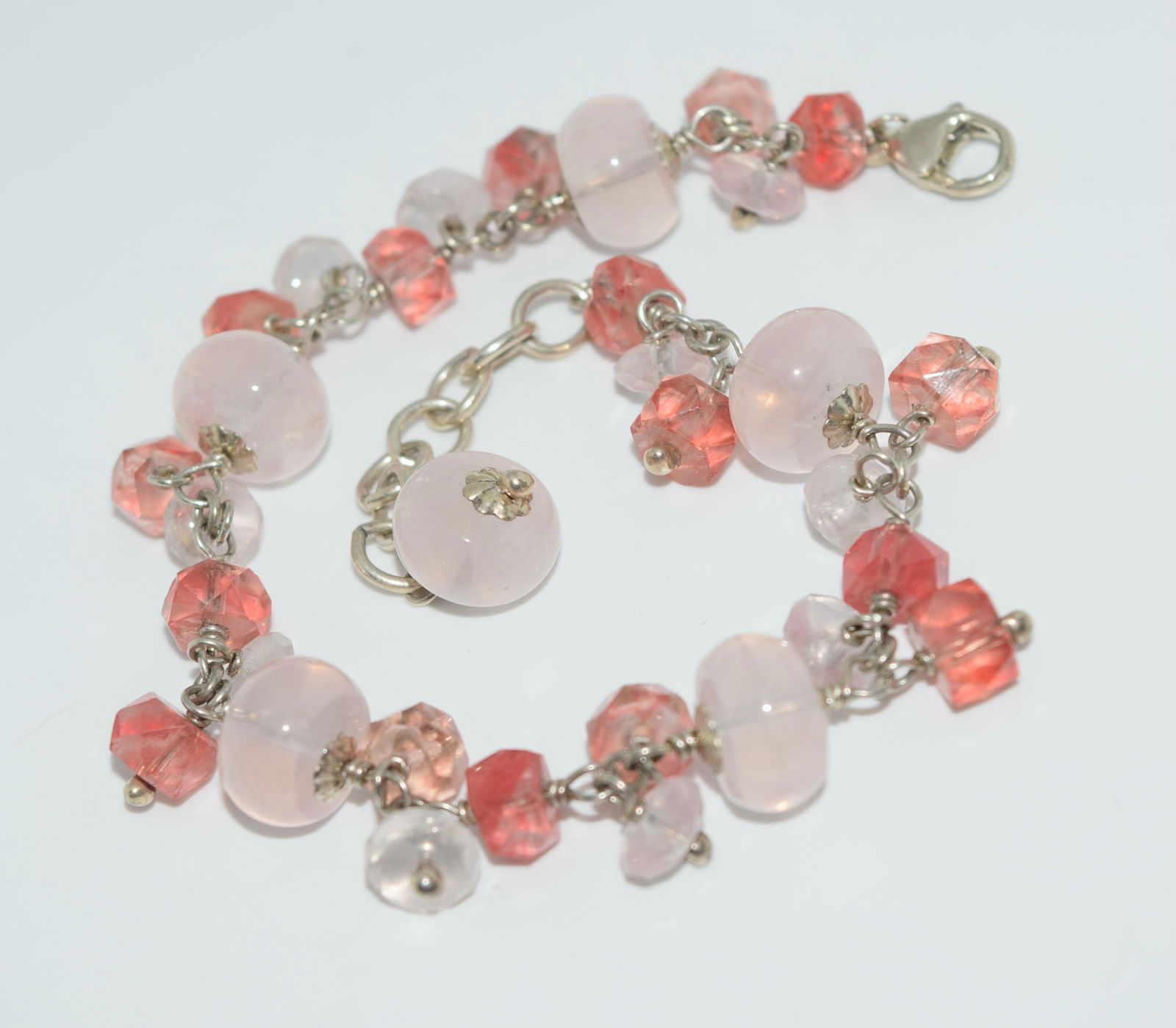 Sterling Silver Rose Quartz Cha-Cha Bracelet (1 of 3)