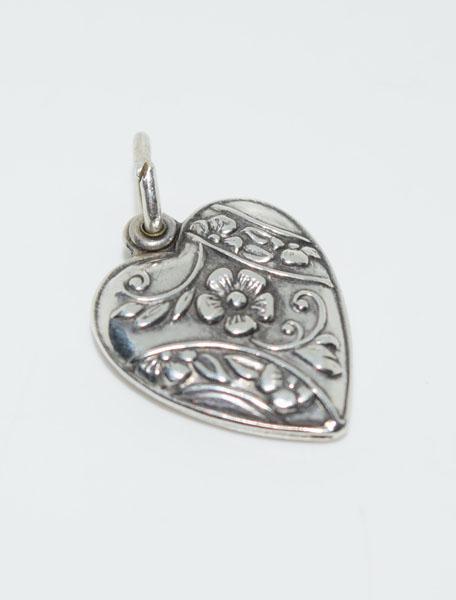 Vintage Sterling Silver Heart Charm: This charm measures 14mm wide with a 22.4mm drop & stamped Sterling.