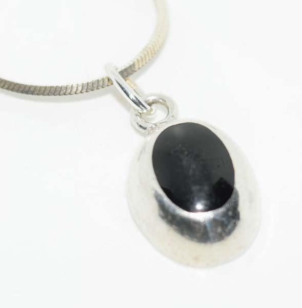 Mexico Sterling Silver Onyx Necklace (1 of 3)