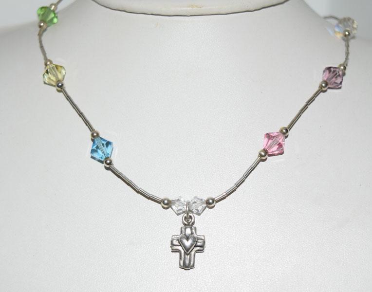 Sterling Silver Beaded Cross Necklace (1 of 4)
