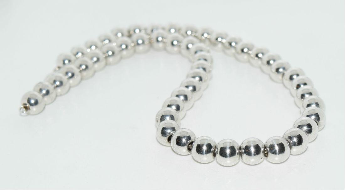 18 Inch Heavy Sterling Silver 10mm Beaded Necklace: This necklace is 18 inches ling with 10mm beads. Weighs 77.8 grams and stamped 925