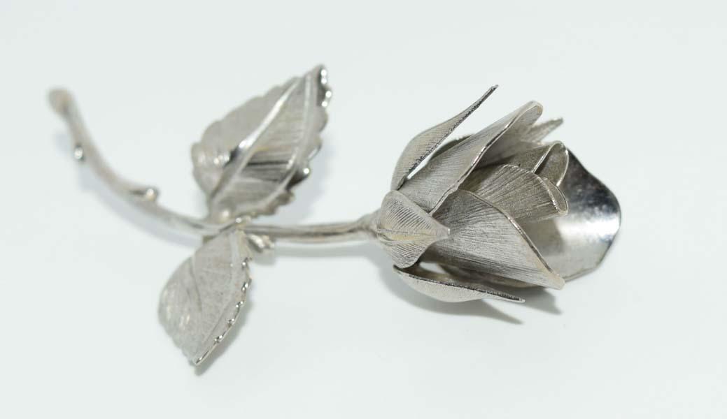 Vintage Giovanni Silver Tone Rose Brooch (1 of 4)