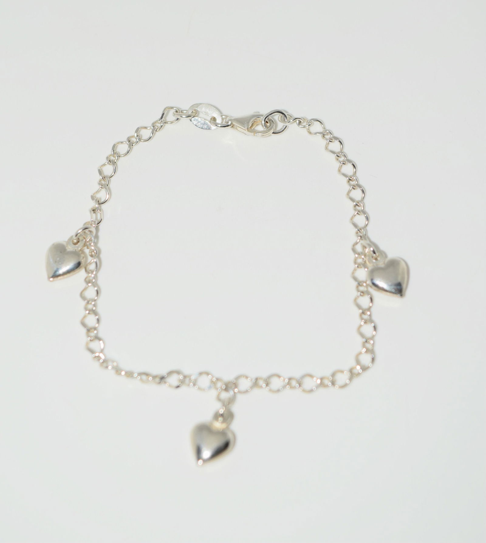 7inch Italy Sterling Silver Heart Bracelet (1 of 4)