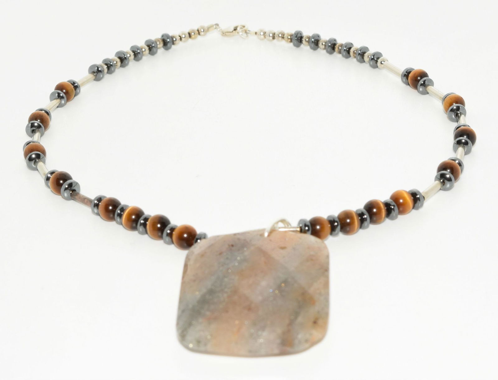 Sterling & Natural Stone Beaded Necklace (1 of 5)