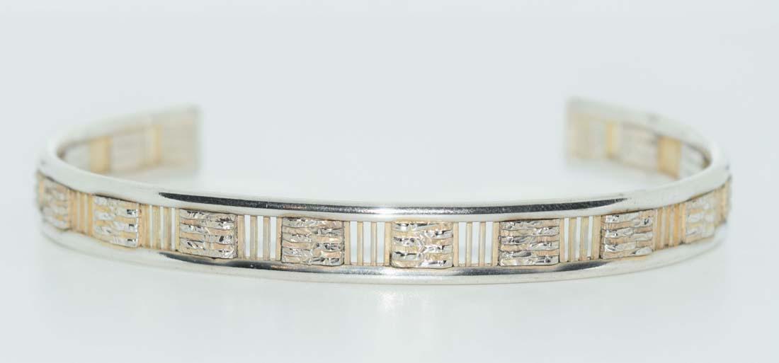 Italy Sterling Silver Unique Cuff Bracelet (1 of 6)