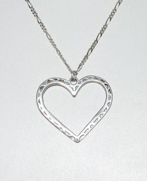 16 Inch Sterling Silver Open Heart Necklace (1 of 5)