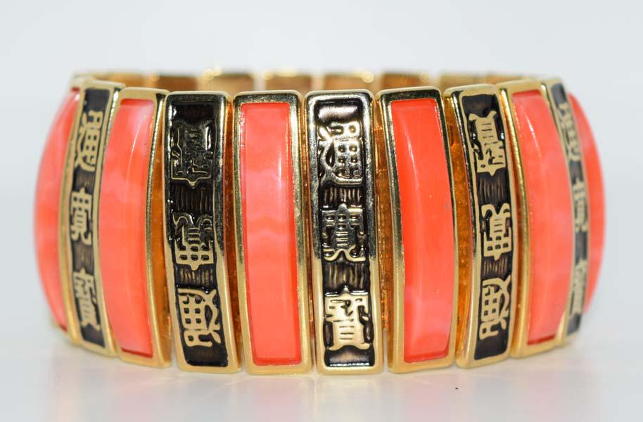 Wide Asian Style Stretch Bangle Bracelet (1 of 4)