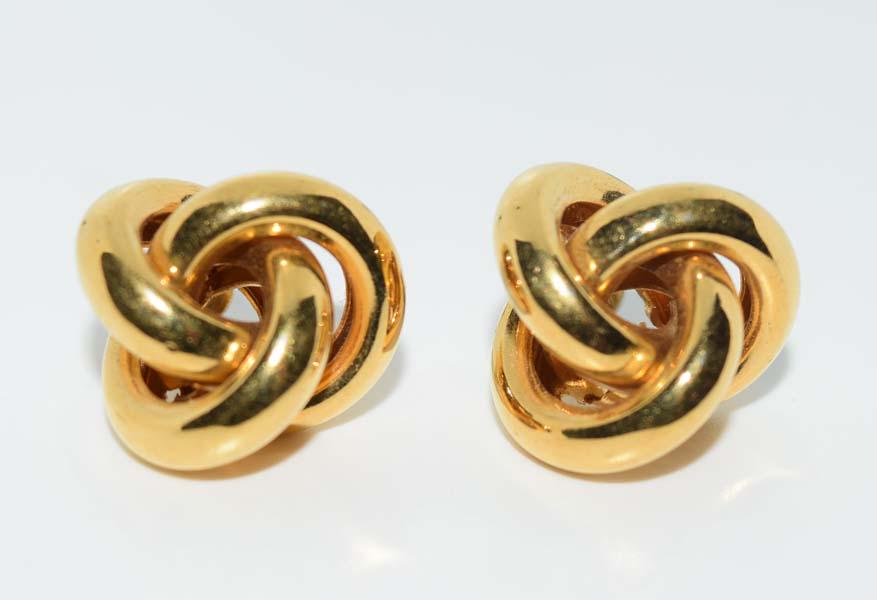 Gold Tone Knotted Earrings (1 of 2)