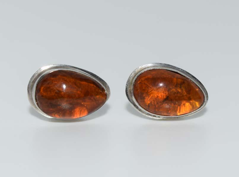 Sterling Silver Amber Stud Earrings (1 of 2)