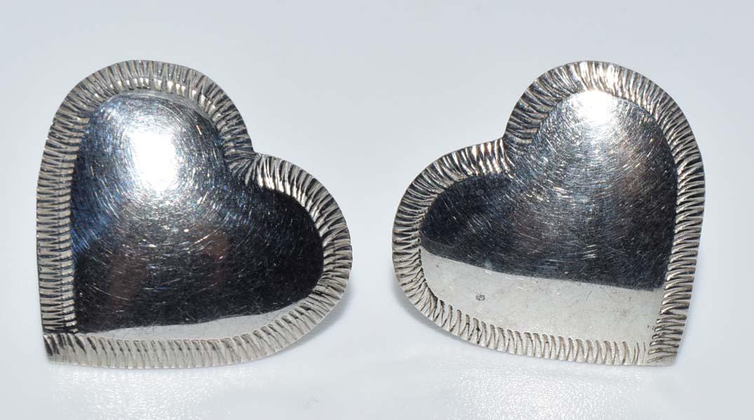 Signed GT Sterling Silver Heart Earrings (1 of 2)