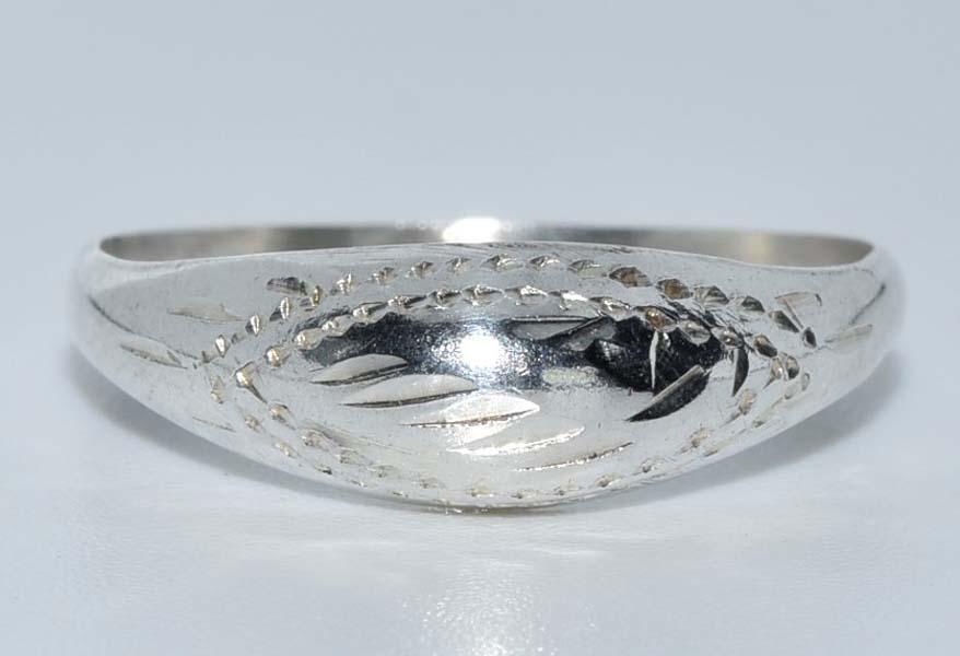 Sterling Silver Etched Dome Ring Sz 6.25 (1 of 3)