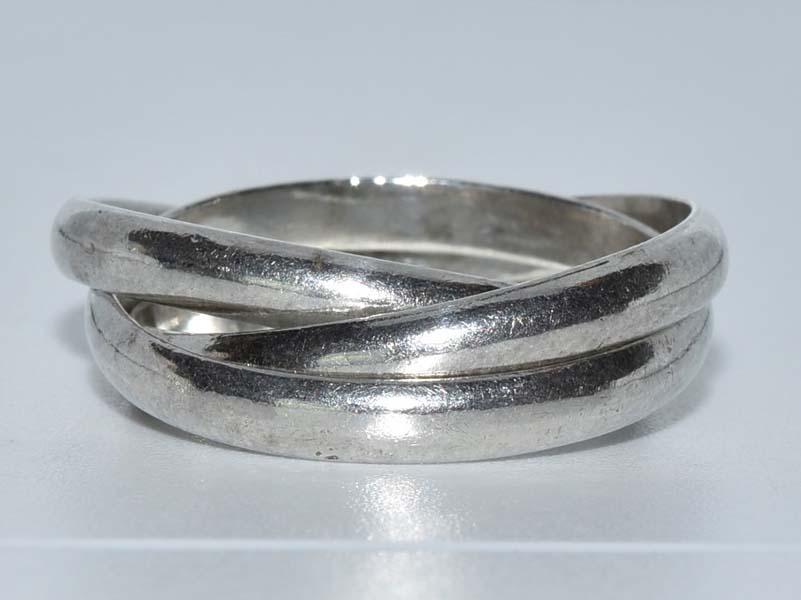 Sterling Silver Interlocking Band Ring Sz 7.5 (1 of 3)