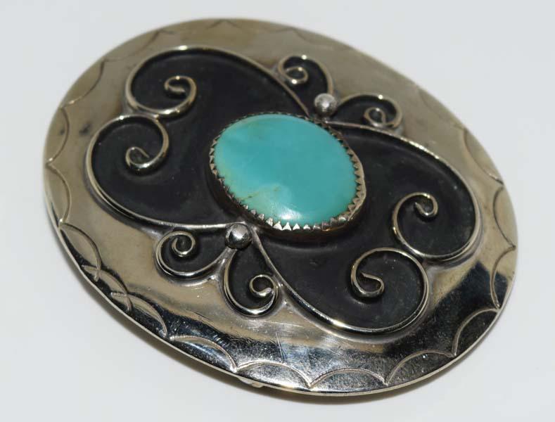 Native American Signed G Silver Tone Belt Buckle (1 of 4)