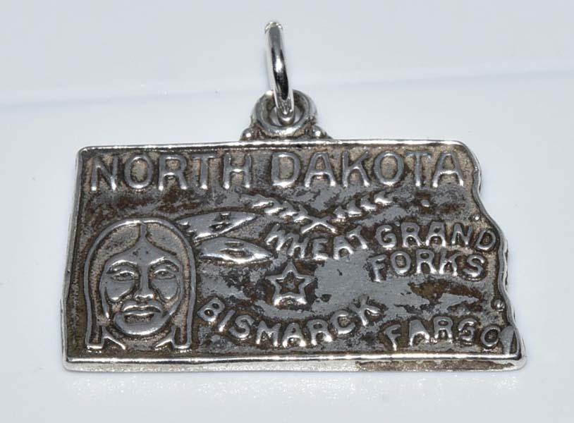 Sterling Silver North Dakota Charm or Pendant (1 of 2)