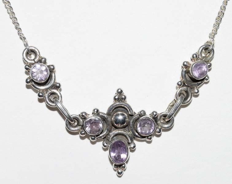 Sterling Silver Amethyst Bali Style Necklace (1 of 3)