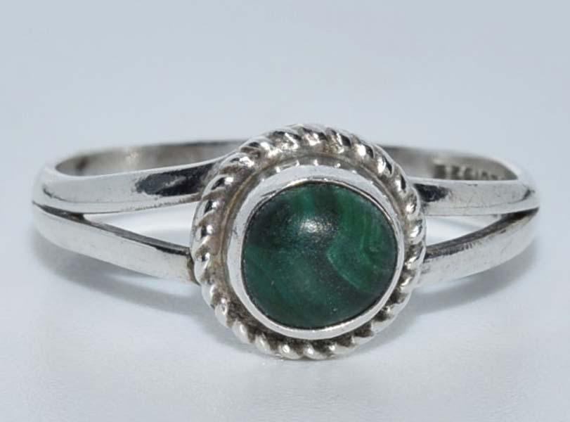 Mexico Sterling Silver Malachite Ring Sz 5 (1 of 3)
