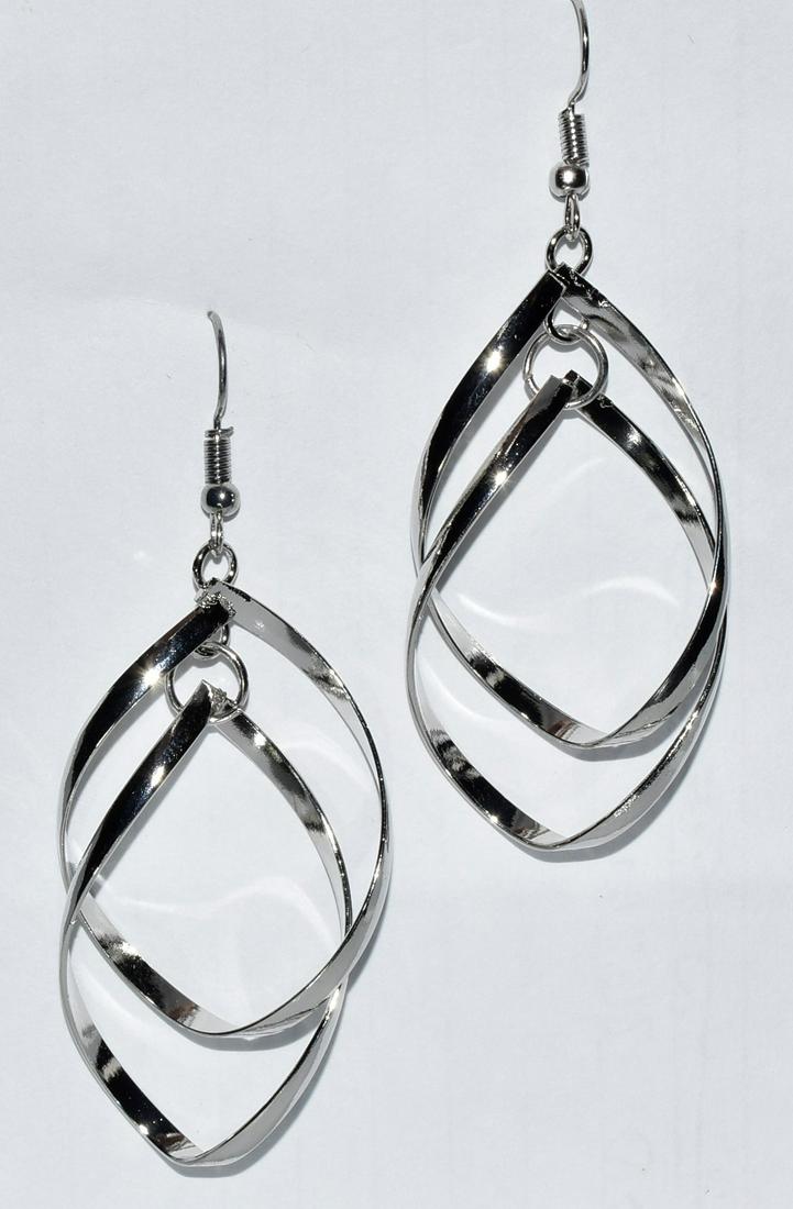 Silver Tone Twisted Dangle Earrings (1 of 3)