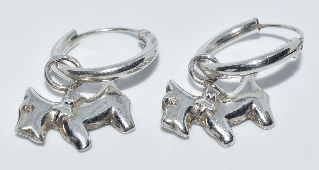 800 Silver Dog Hoop Earrings: Measurement: 32mm drop, 2.5mm hoop width | Weight: 4.4 grams| Stamp: tested 800 silver