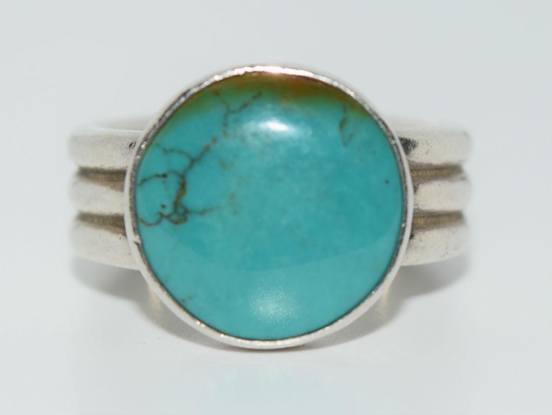 Artisan Sterling Silver Turquoise Ring Sz 9.25 (1 of 5)